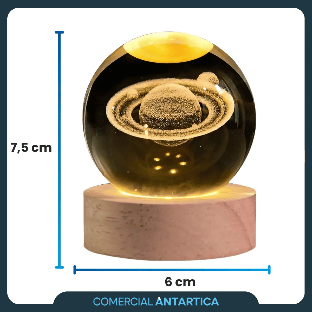 Lámpara Esfera Cristal 3D LED USB Saturn